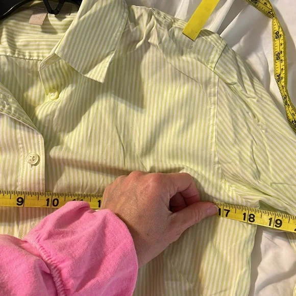 Banana Republic green striped button down shirt size 8 - Picture 5 of 6